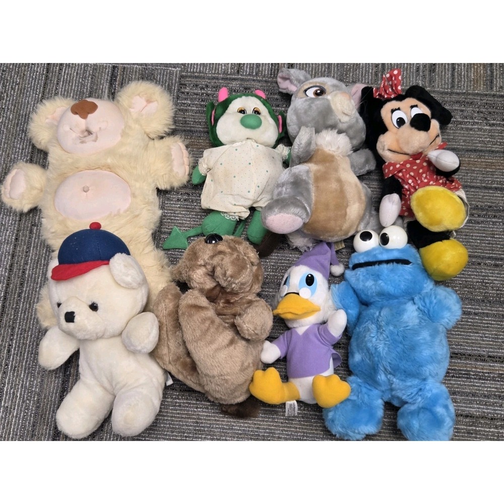 Vintage Plush Stuffed Animals Lot Furskins Baby Thistle Disney Minnie Mouse